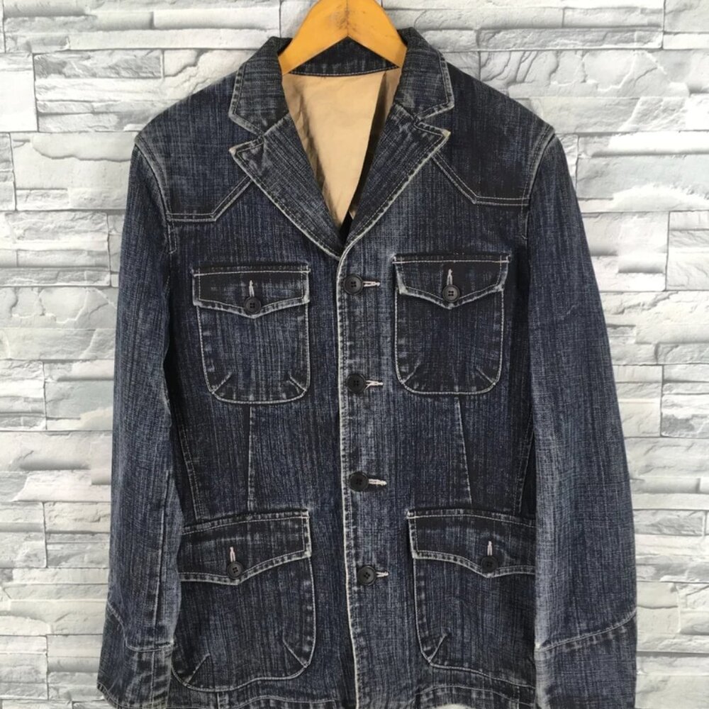 90s Takeo Kikuchi distressed denim workwear jacket